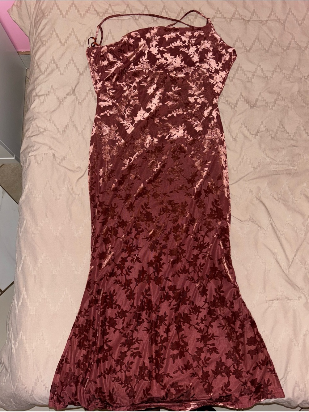 Windsor Floral Velvet Maxi Slip Dress in Wine